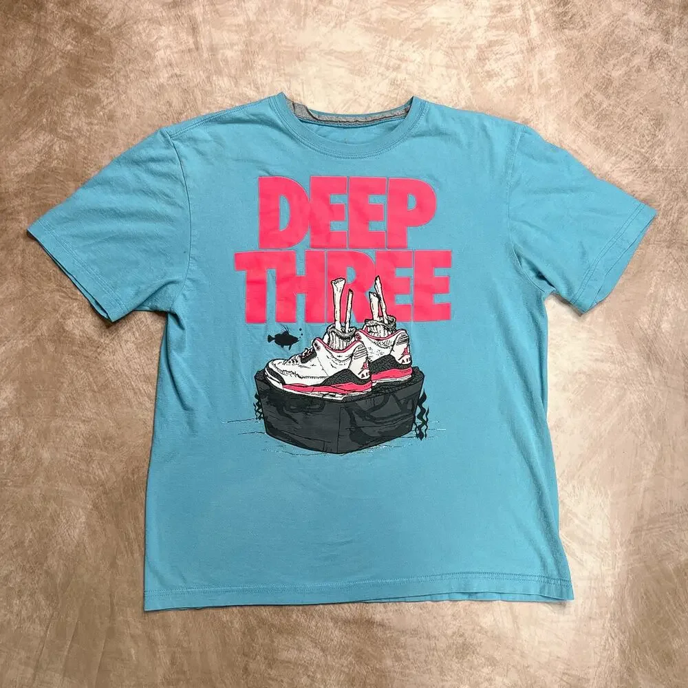 Air Jordan Deep Three Graphic T-Shirt Skeleton Underwater Sneakers Blue Pink
